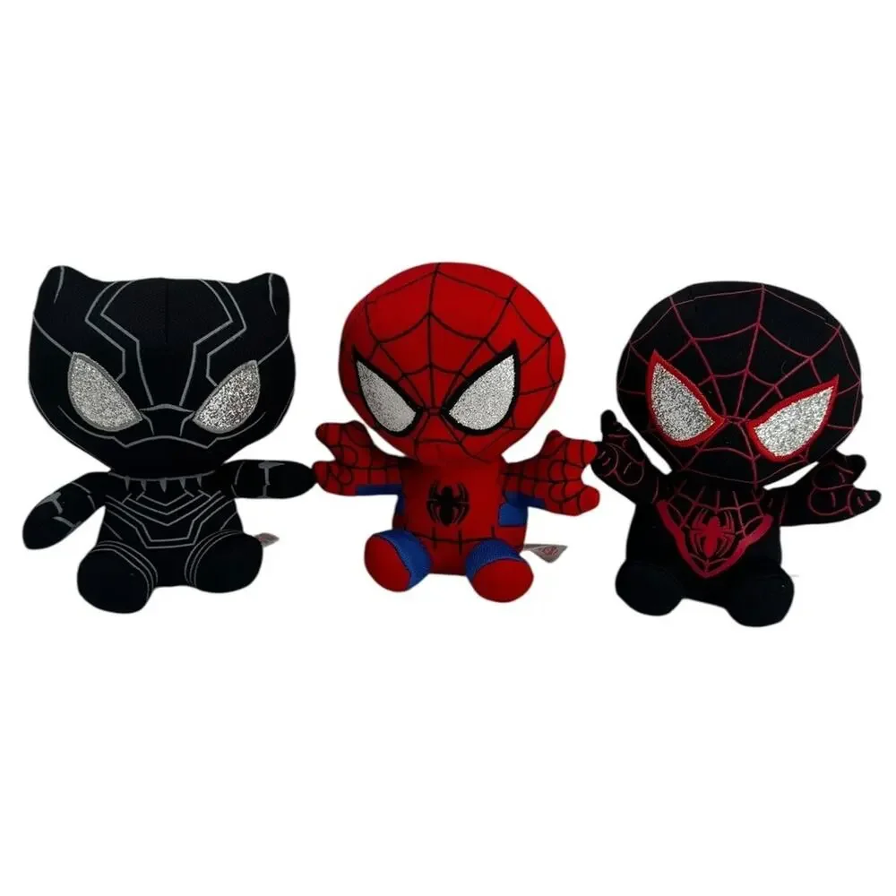 Marvel Spider-Man Plush Lot of 3 Miles Morales Black Suit Classic Spidey